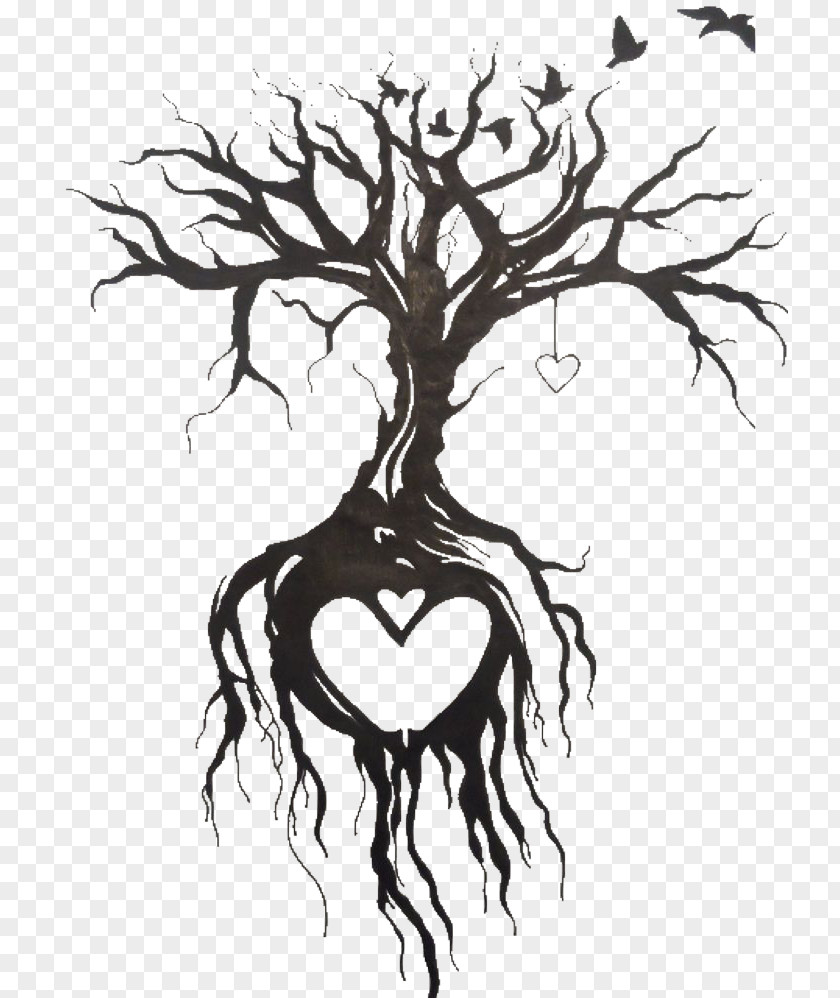 Black Tree Of Life Tattoo Sleeve Drawing Image Idea PNG