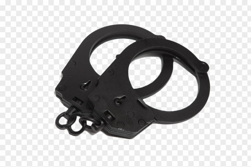 Black Hand-painted Metal Handcuffs PNG