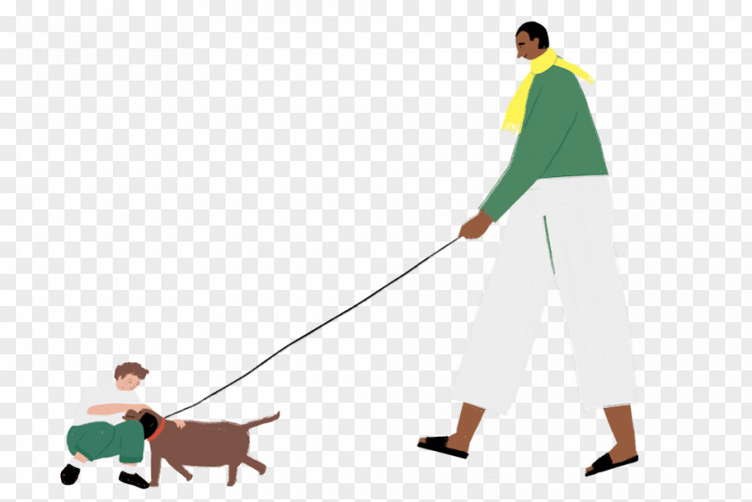 Dog Walking Cartoon Leash Grass PNG