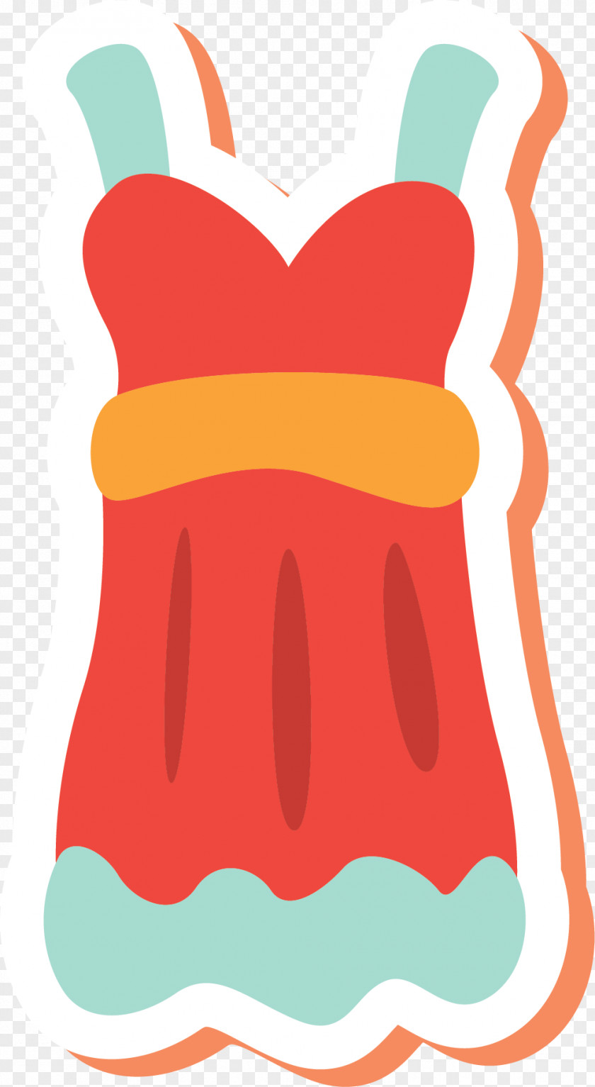 Hand Painted Red Dress Sticker Skirt PNG