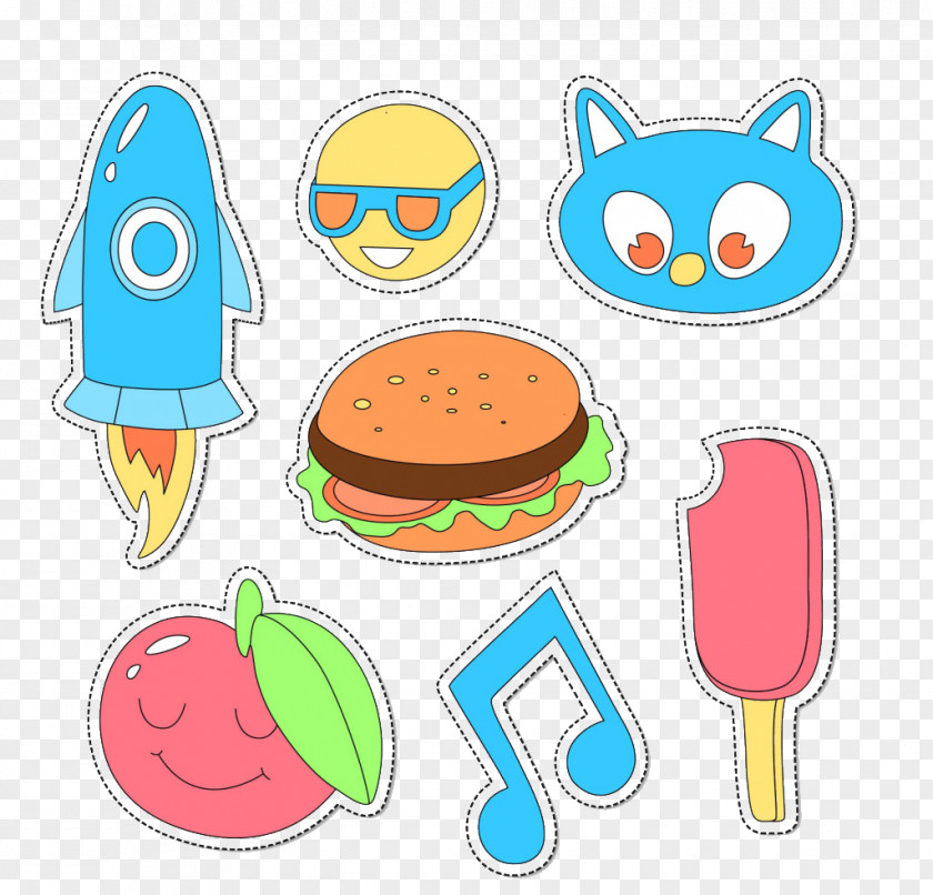 Cute Cartoon Material Paper Hamburger Sticker Clip Art PNG