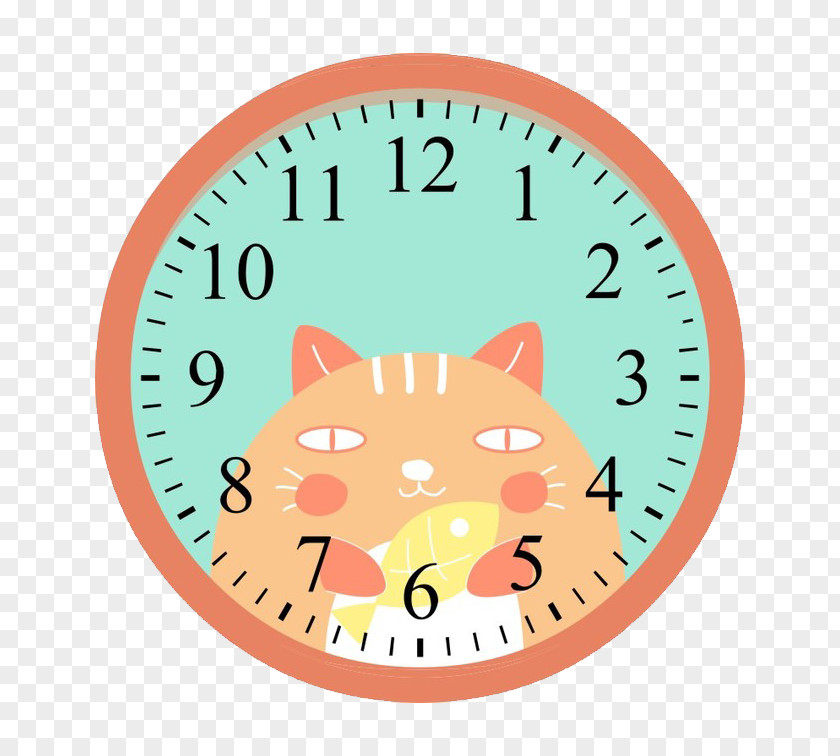 Cute Cartoon Cat Clock Alarm Wall Plastic Movement PNG