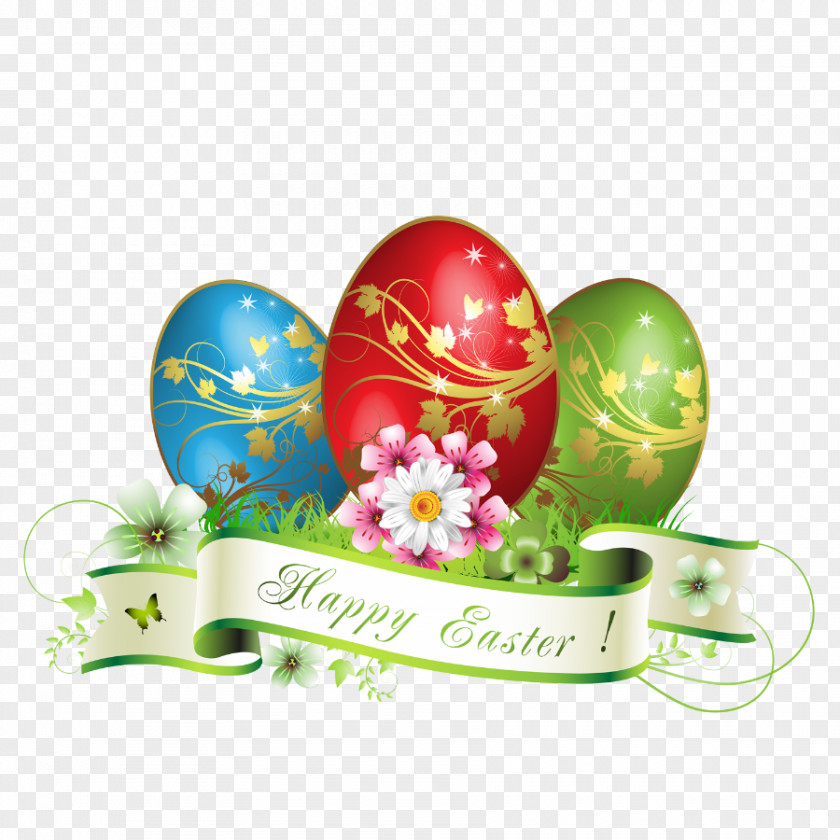 Happy Easter Eggs Decoration Bunny Greeting Card Postcard PNG