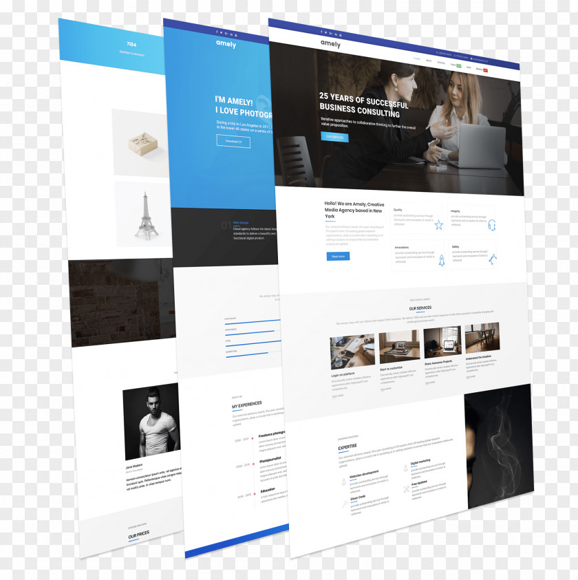 Modern Resume Responsive Web Design Template WordPress Joomla Skin PNG