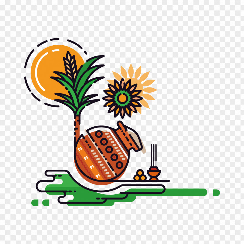 Vector Plants And Sun PNG