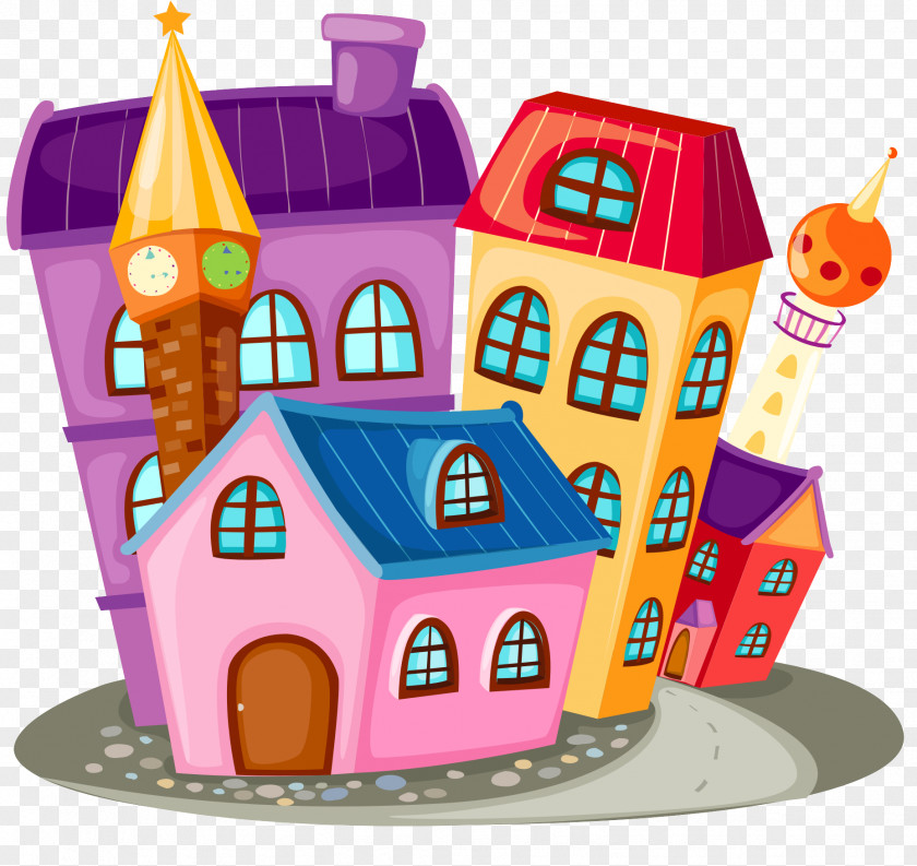 Town House Building Cartoon PNG