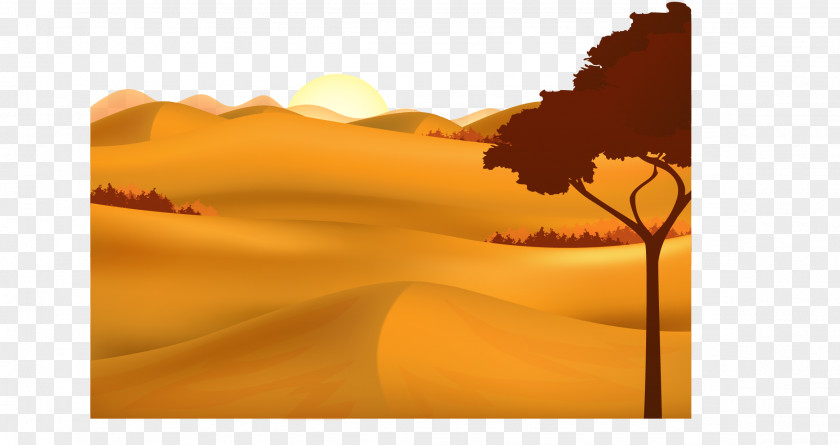 Vector Painted Desert Sunset Natural Landscape Euclidean PNG