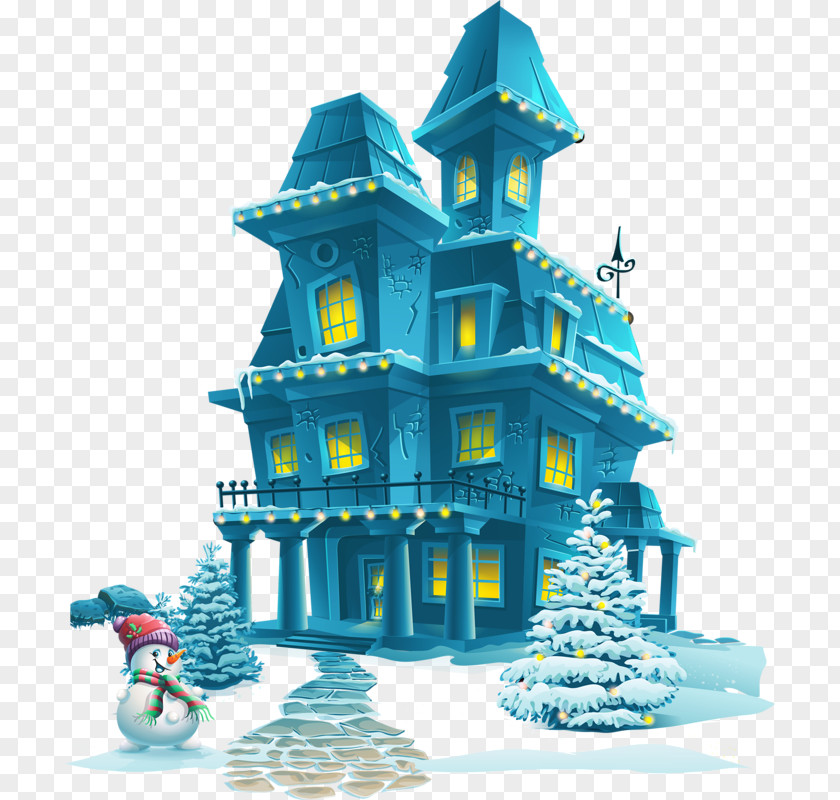 Blue Castle Santa Claus Halloween Haunted Attraction Illustration PNG