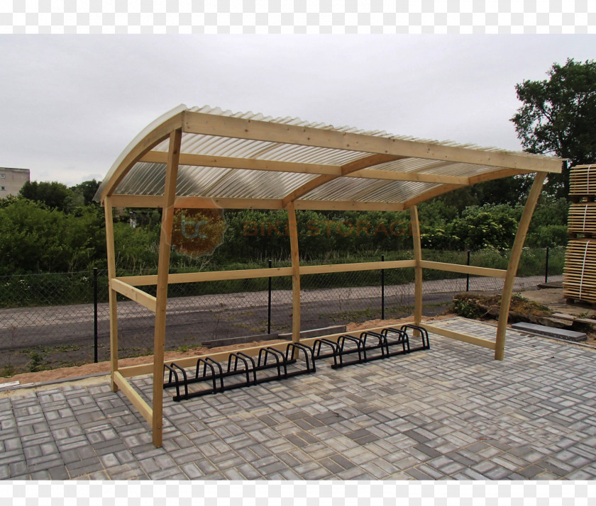 Manufactured Wooden Bicycle Shelter Canopy PNG