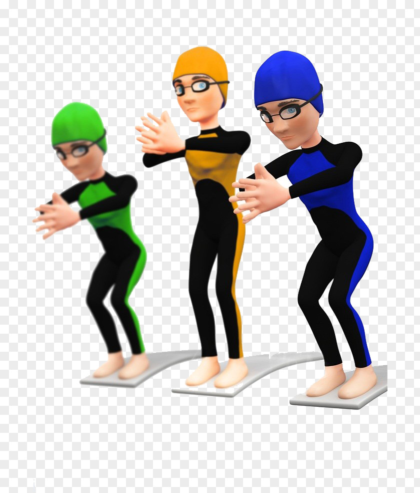 Swimming Relay Race Cartoon Icon PNG