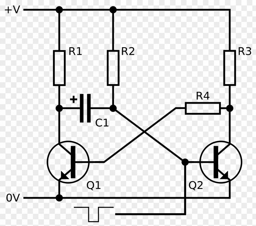 Transistor Astabil Multivibrator Monostable Electronic Circuit PNG