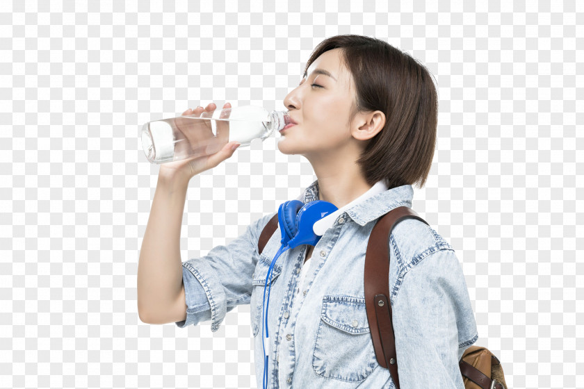 A Woman Who Drinks Mineral Water Tea PNG