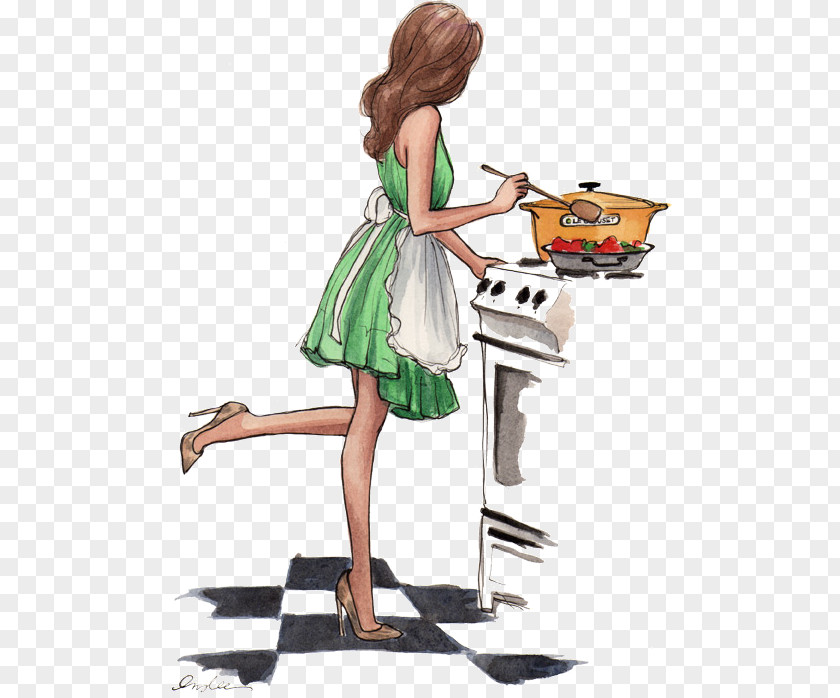 Housewife Drawing Fashion Illustration Sketch Image PNG