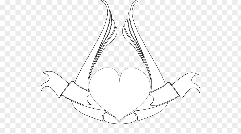 Black And White Wings Line Art Drawing Cartoon Clip PNG