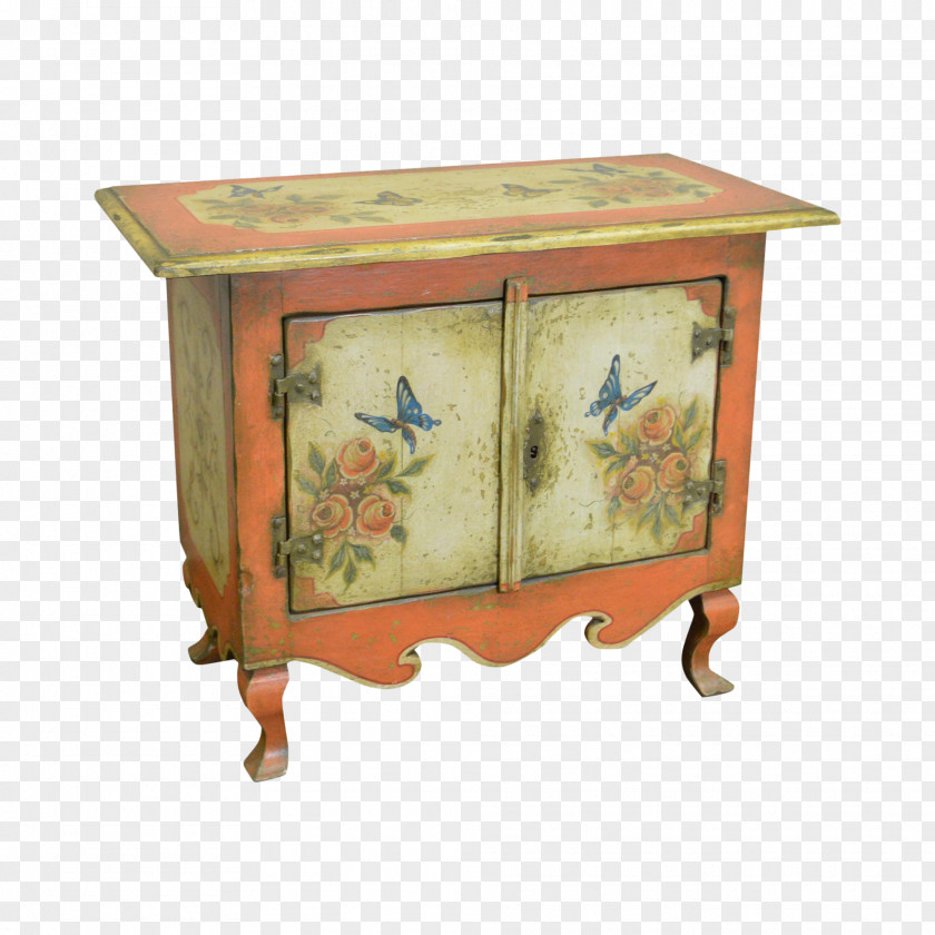 Hand-painted Butterfly Bedside Tables Antique Furniture Buffets & Sideboards PNG