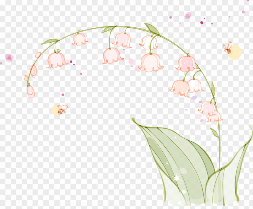 Lily Of The Valley Floral Design Drawing PNG