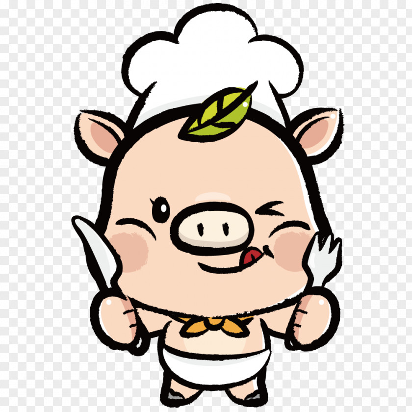Holding A Knife And Fork Piggy Cartoon Tableware PNG