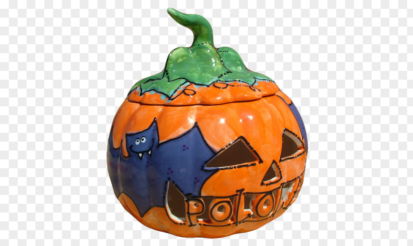 Painted Pumpkin Jack-o'-lantern Gourd Pottery Ceramic PNG