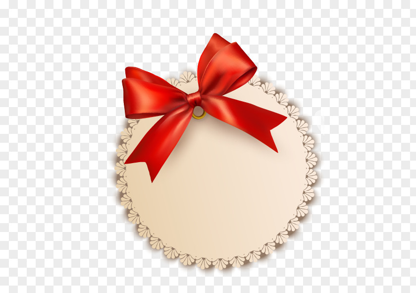 Bow Decorated With Rounded Borders Ribbon Label Gift Decorative Box PNG