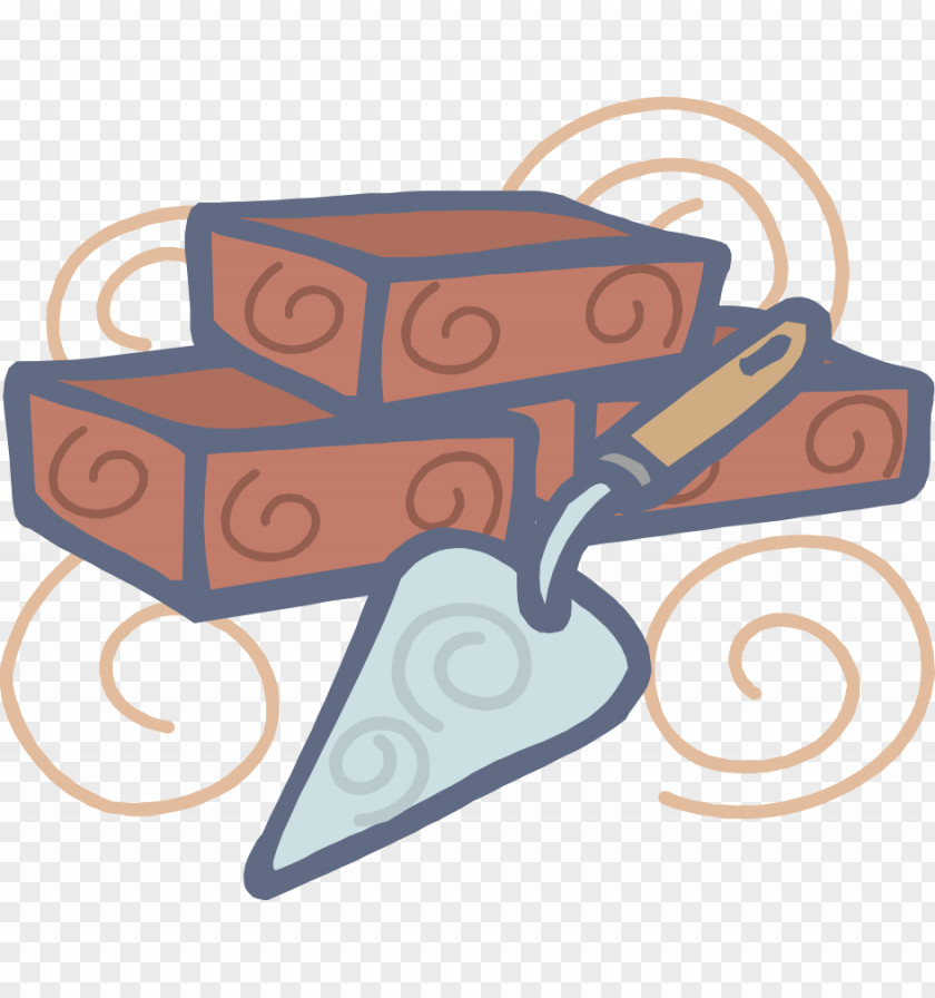 Cartoon Painted Red Bricks Shovel Brick Animation Drawing PNG