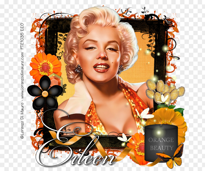Orange Beauty Marilyn Monroe Floral Design Advertising Hair Coloring Movie Star PNG