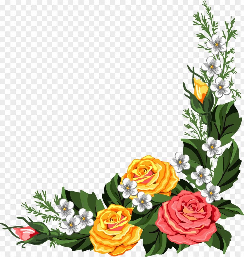 Watercolor Roses Borders And Frames Picture Flower Clip Art PNG