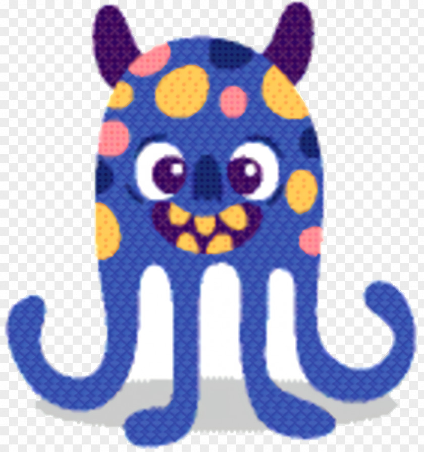 Electric Blue Purple Octopus Cartoon PNG