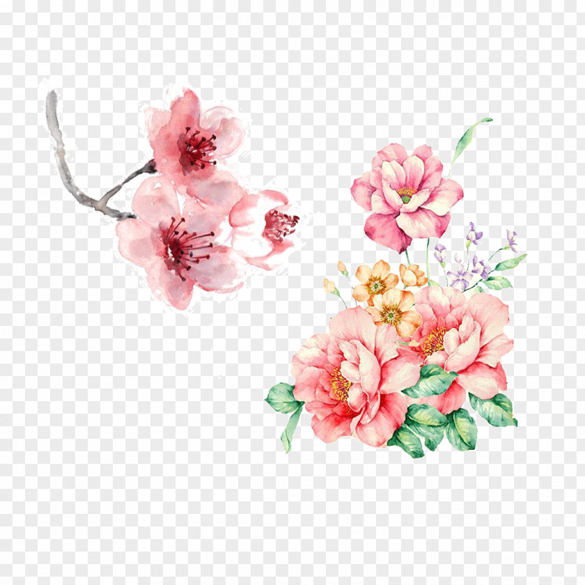 Boquet Cartoon Floral Design Flower Watercolor Painting Clip Art PNG