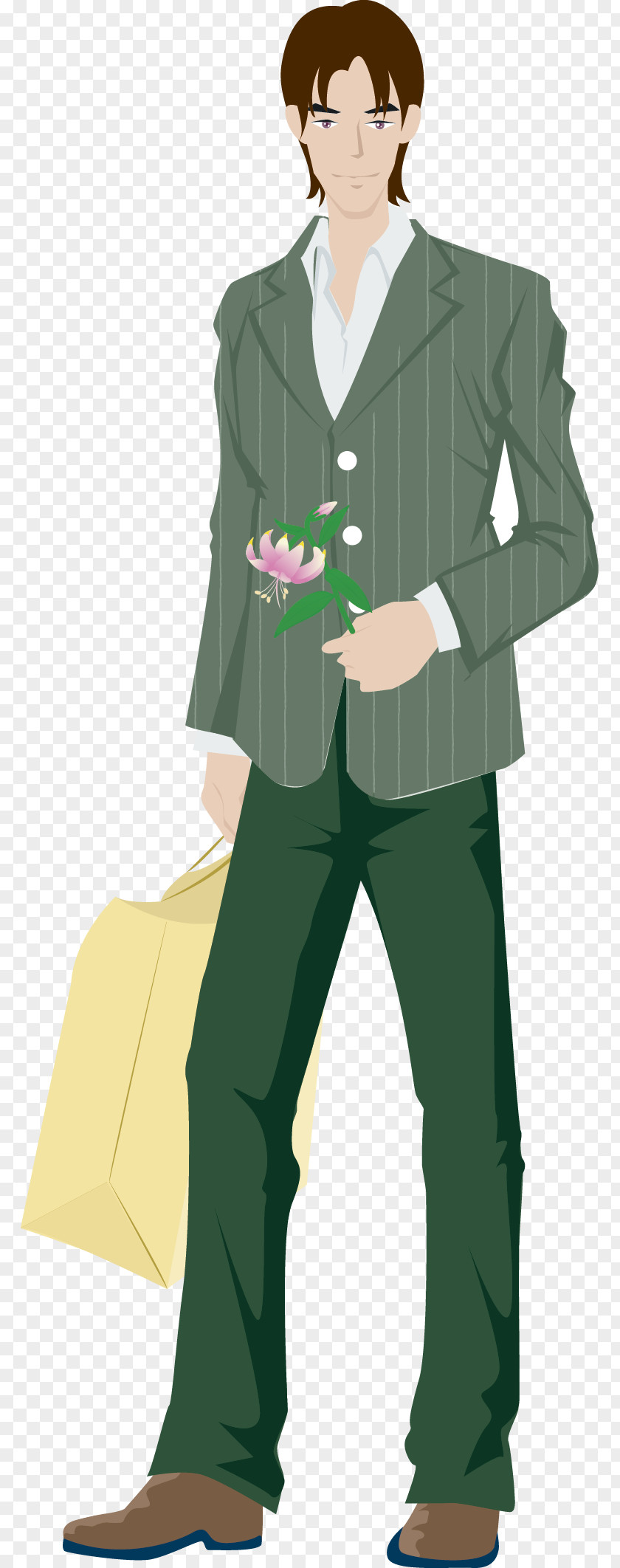 Man Holding A Flower Male Suit PNG