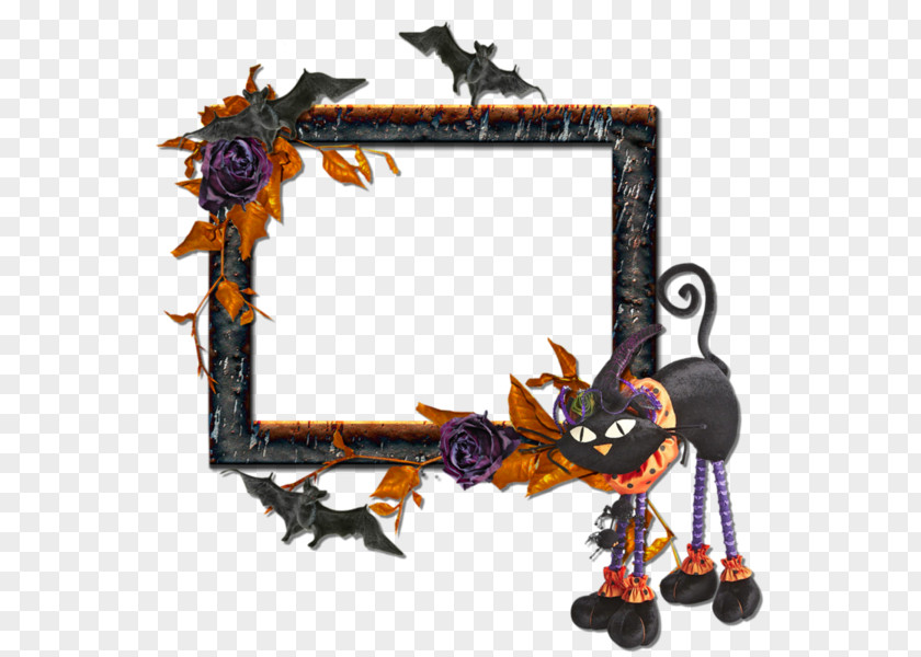 Free Cartoon Black Cat Border Buckle Material Halloween Picture Frame PNG