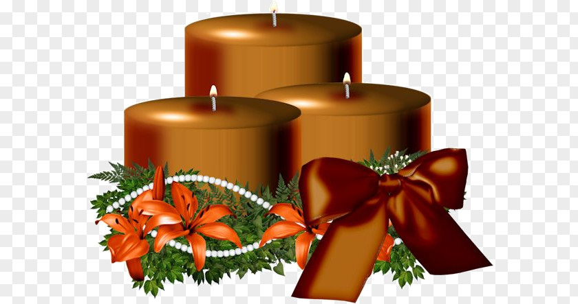 Cartoon Brown Christmas Candles Bow Light Candle Clip Art PNG