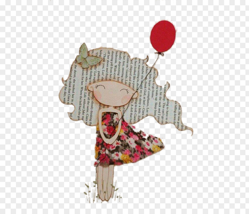 Paper Drawing Collage Illustration PNG Illustration, Little girl holding balloons clipart PNG