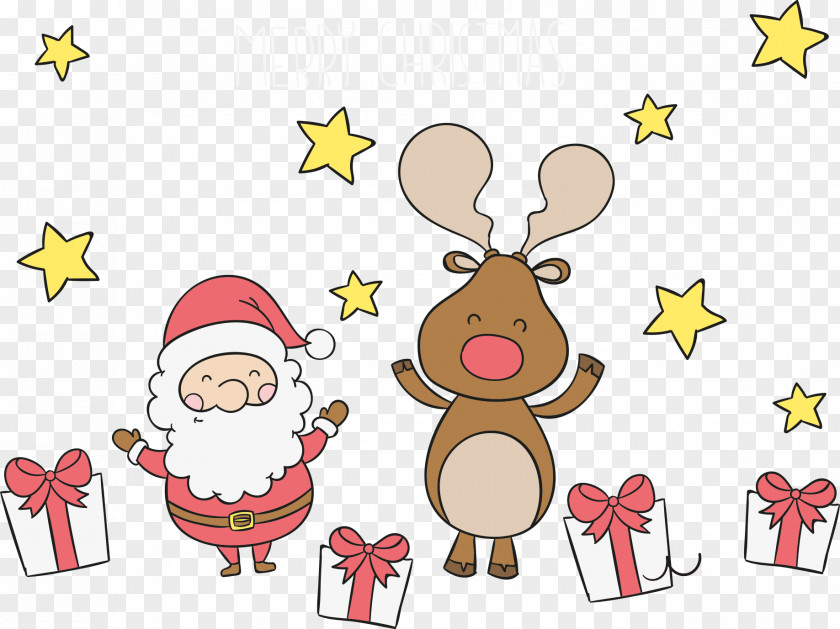 Santa With Elk Gift Claus Reindeer Christmas Ornament PNG