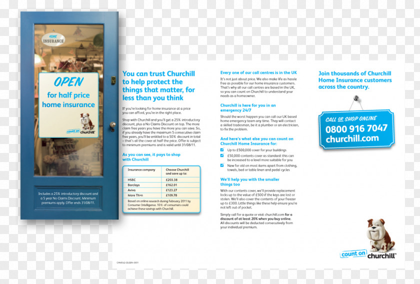 Leaflet Churchill Insurance Home Vehicle AXA PNG