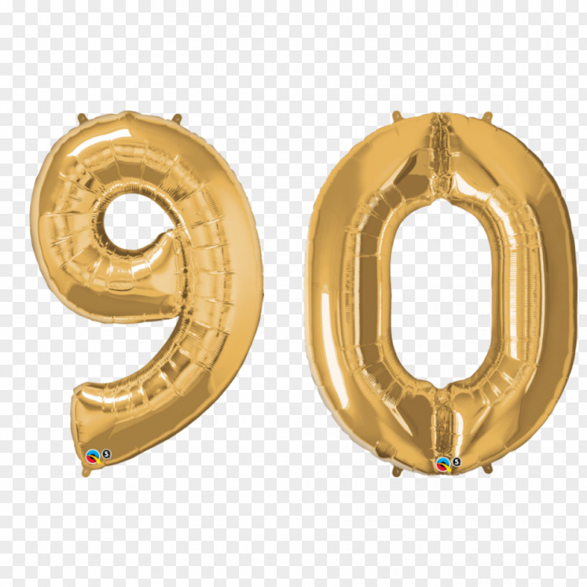 Gold Material Gas Balloon Mylar Number PNG