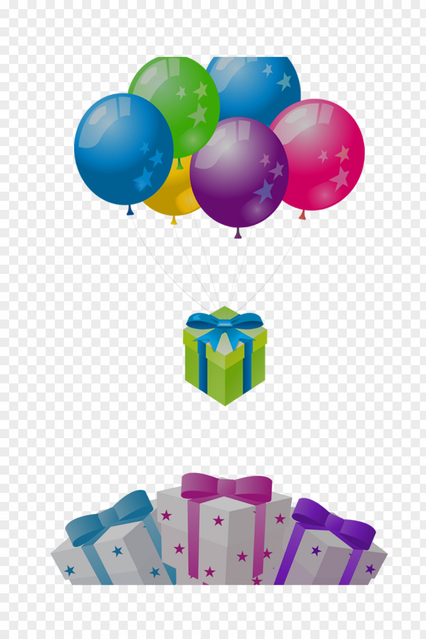 Multicolored Balloons And Gift Box Balloon Gratis PNG