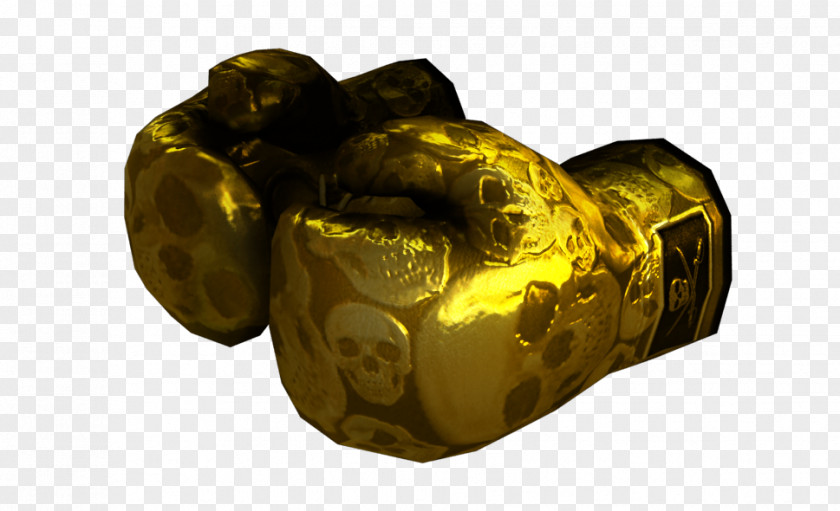 Skull Flame Gold CrossFire Boxing Glove PNG
