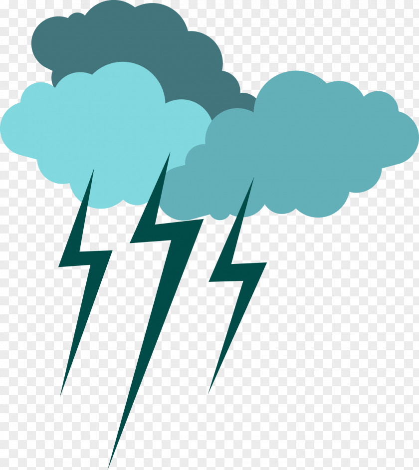 Blue Flat Lightning Weather Icon PNG