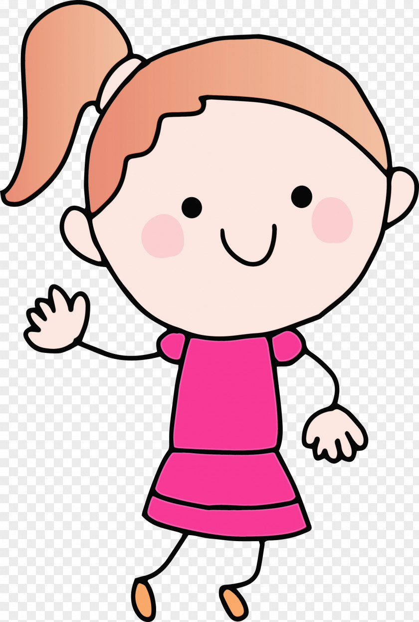 Cartoon Character Pink M Line Happiness PNG