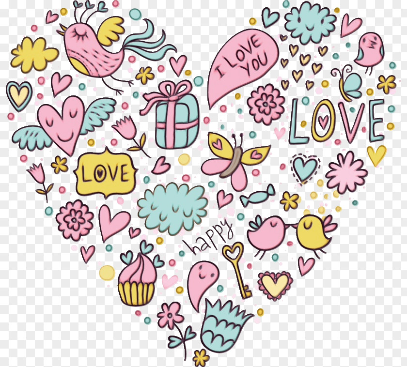 Heart Pink Pattern Sticker PNG