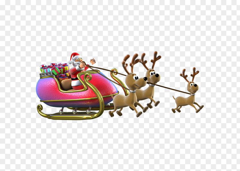 Reindeer Santa Claus Sled Gift Christmas PNG