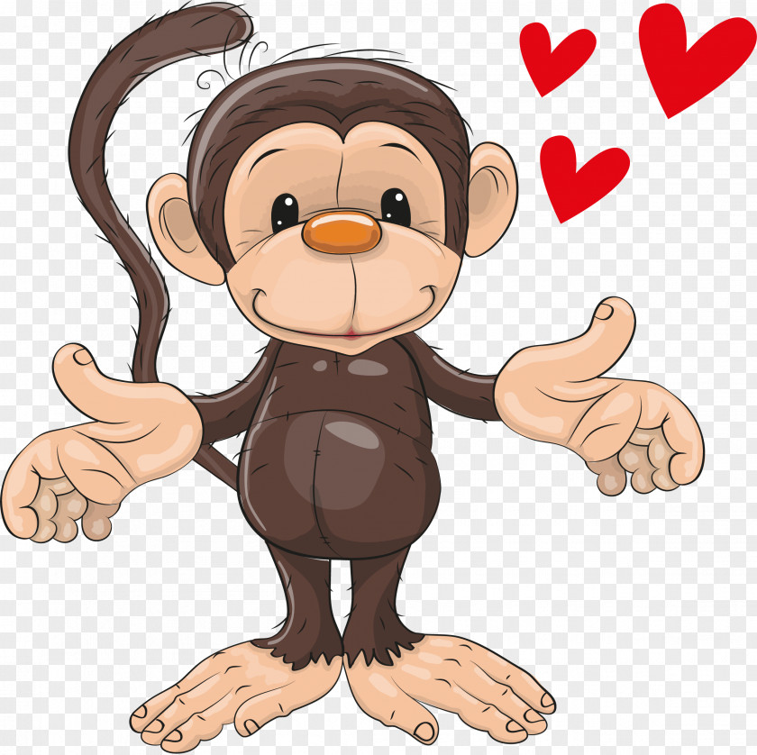 Little Monkey And Love Royalty-free Illustration PNG