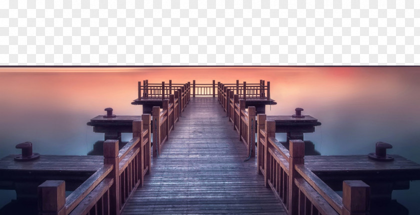 Sunset Under The Bridge Lake Villa Wallpaper PNG