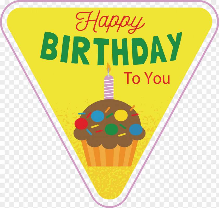Triangle Yellow Birthday Label Cake PNG