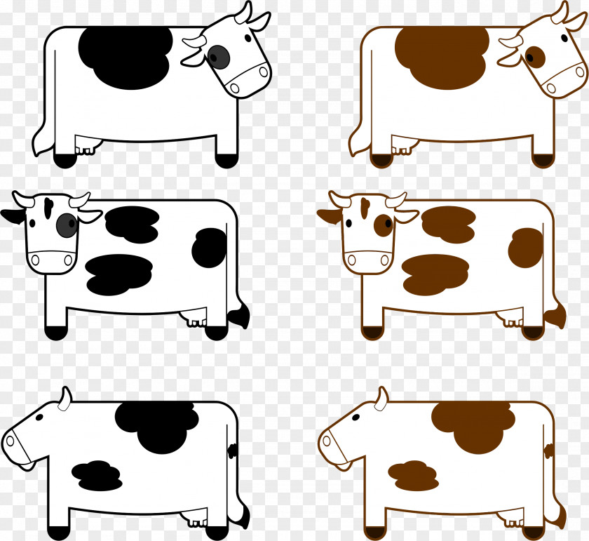 Brown Cow Cattle Black And White Clip Art PNG