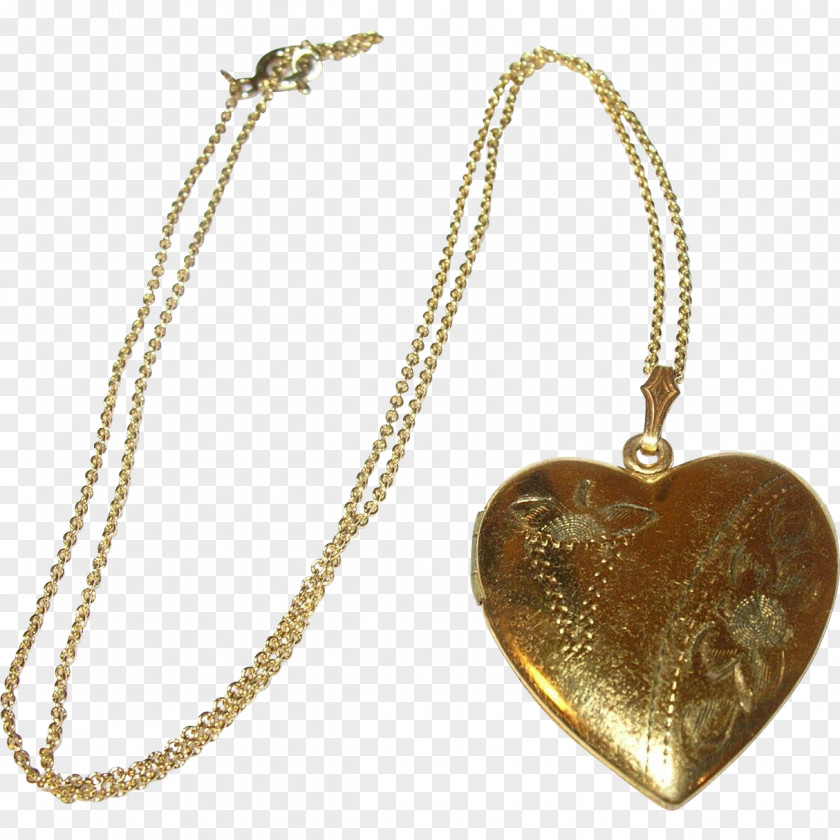 Gold Heart Shaped Locket Necklace PNG