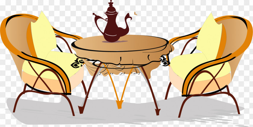 Vector Hand-painted Coffee Table Tea Cafe Euclidean PNG