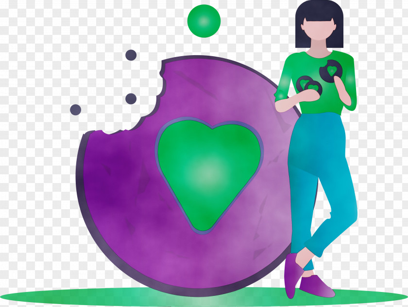 Green Purple Violet Cartoon Heart PNG