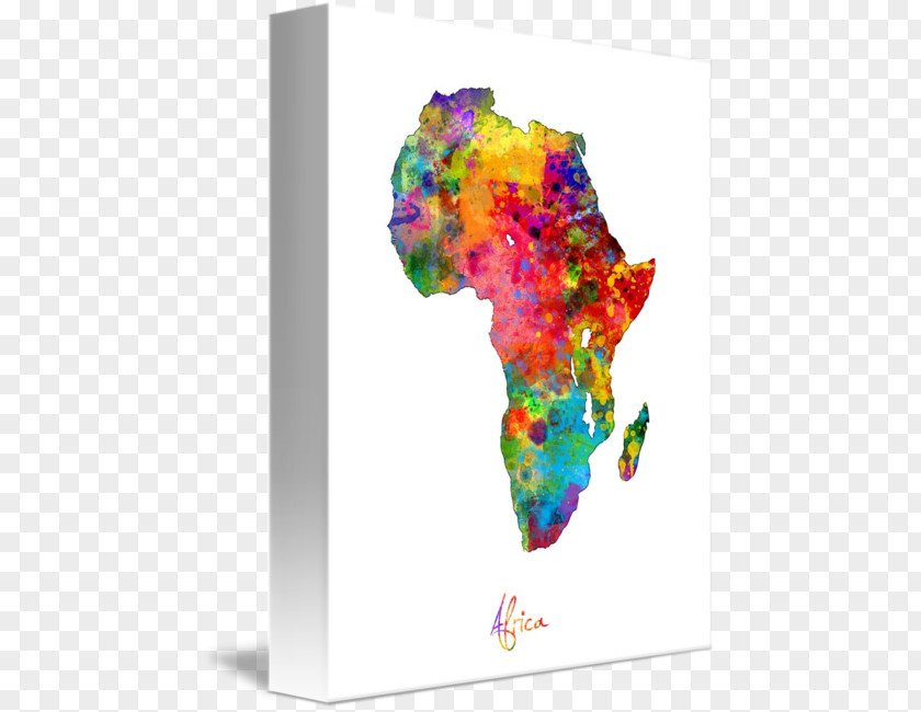 Watercolor Africa Art Map Painting Canvas Print PNG