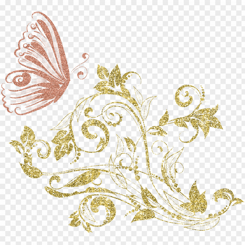 Iamge Design Monarch Butterfly Gold Effect PNG